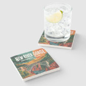 New River Gorge National Park Waterverf Design Stenen Onderzetter (Zijkant)