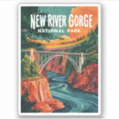 New River Gorge National Park Waterverf Design Sticker (Voorkant)
