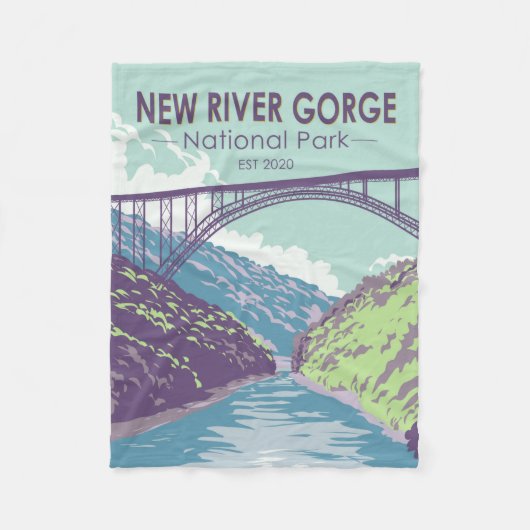 New River Gorge National Park West Virginia Bridge Fleece Deken (Voorkant)