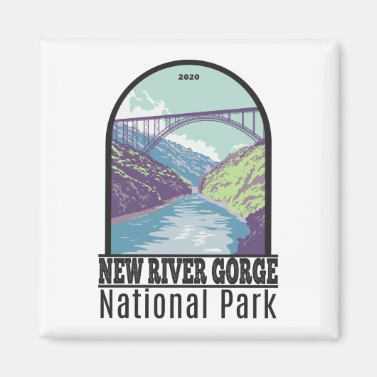 New River Gorge National Park West Virginia Bridge Magneet (Voorkant)