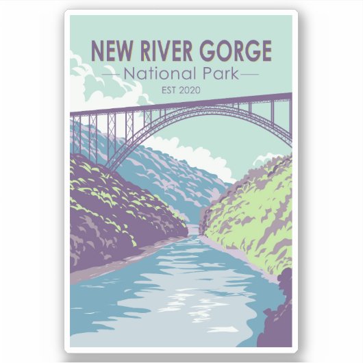 New River Gorge National Park West Virginia Bridge Sticker (Voorkant)