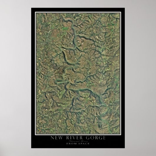 New River Gorge National River Satellite Map Poster (Voorkant)