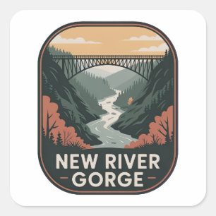 New River Gorge Vintage Park-badge Vierkante Sticker