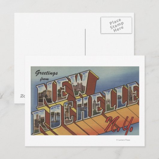 New Rochelle, New York - Large Letter Scenes Briefkaart (Voorkant / Achterkant)