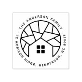 New Roots House Tree Family Name Retouradres Rubberstempel (Afrduk)