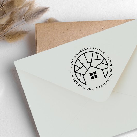 New Roots House Tree Family Name Retouradres Rubberstempel