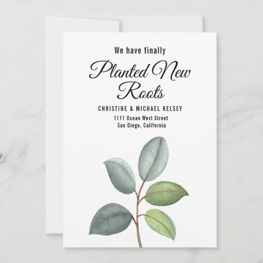 New Roots Planted New Home Moving Flat Aankondiging (Voorkant)