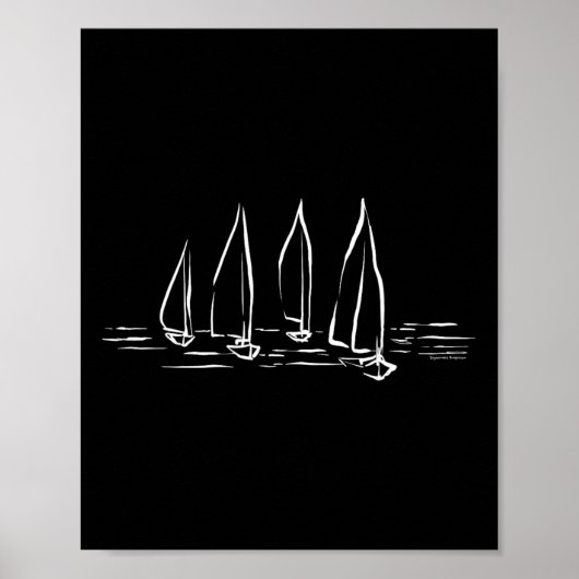 New Sailboats On Open Water Nautical Sailing Boati Poster (Voorkant)