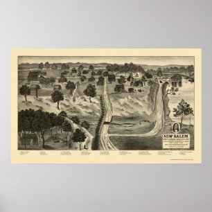 New Salem, IL Panoramic Map - 1837 Poster