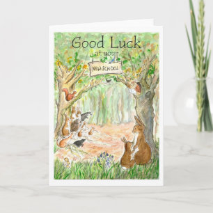 New School Good Luck Card Kaart