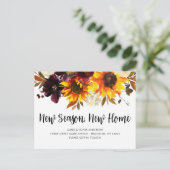 New Season New Home Herfst Autumn Sunflower Moving Aankondigingskaart (Staand voorkant)