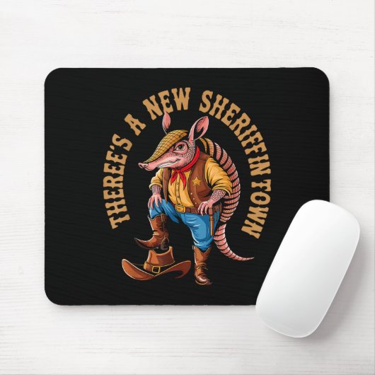 New Sheriff In Town Funny Armadillo Cowboy Western Muismat (Met muis)
