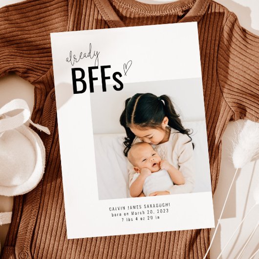 New Sibling Birth Announcement Card | BFF Aankondiging