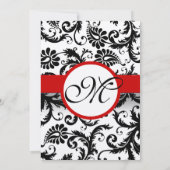 New Sizes Black Damask Swirls Wedding Invitation Kaart (Achterkant)