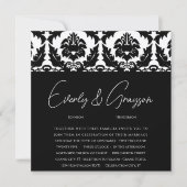 New Sizes Black Damask Swirls Wedding Invitation Kaart (Voorkant)