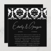 New Sizes Black Damask Swirls Wedding Invitation Kaart (Voorkant / Achterkant)