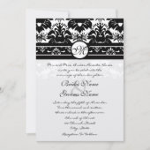 New Sizes Black Damask Swirls Wedding Invitation Kaart (Voorkant)