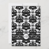 New Sizes Black Damask Swirls Wedding Invitation Kaart (Achterkant)