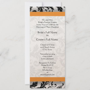 New Sizes Damask Swirls Wedding Invitation Kaart
