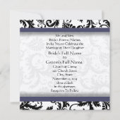 New Sizes Damask Swirls Wedding Invitation Kaart (Voorkant)