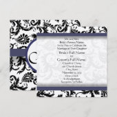New Sizes Damask Swirls Wedding Invitation Kaart (Voorkant / Achterkant)