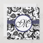 New Sizes Damask Swirls Wedding Invitation Kaart (Achterkant)