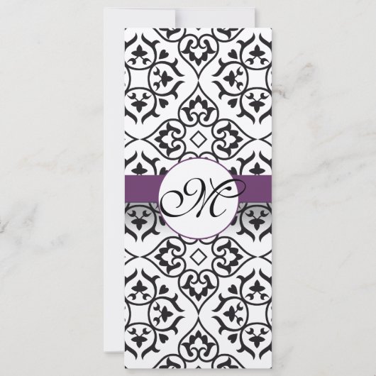 New Sizes Damask Swirls Wedding Invitation Kaart (Achterkant)