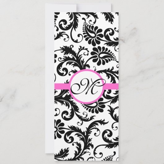New Sizes Damask Swirls Wedding Invitation Kaart (Achterkant)