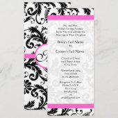 New Sizes Damask Swirls Wedding Invitation Kaart (Voorkant / Achterkant)