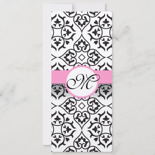 New Sizes Damask Swirls Wedding Invitation Kaart (Achterkant)