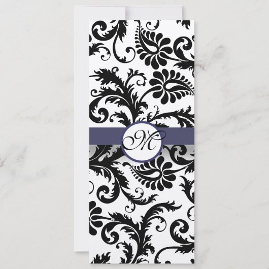 New Sizes Damask Swirls Wedding Invitation Kaart (Achterkant)