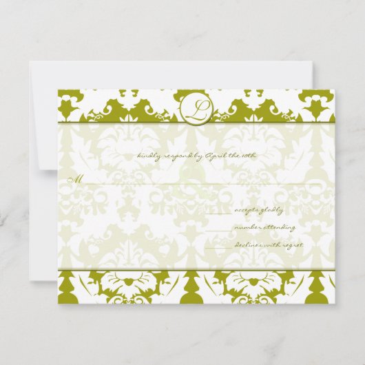 New Sizes Olive Limoen Damask Wedding RSVP (Voorkant)