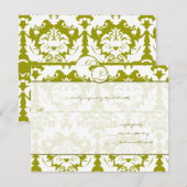 New Sizes Olive Limoen Damask Wedding RSVP (Voorkant / Achterkant)