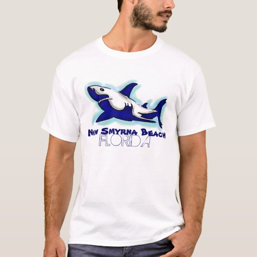 New Smyrna Beach Florida blue shark jongens t-shir T-shirt (Voorkant)