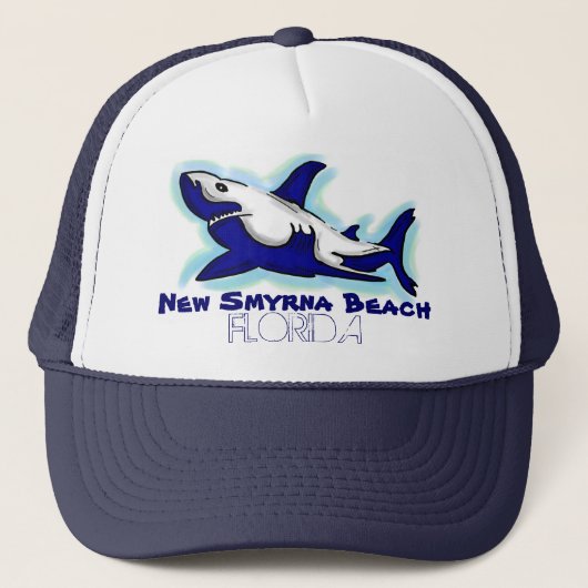 New Smyrna Beach Florida blue shark theme hat Trucker Pet (Voorkant)