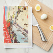 New Smyrna Beach Florida FL Old Travel Souvenir Theedoek (Quarter Fold)