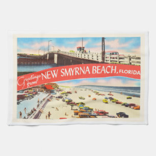 New Smyrna Beach Florida FL Old Travel Souvenir Theedoek