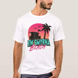 New Smyrna Beach Florida Palm Trees FL 80S T-shirt