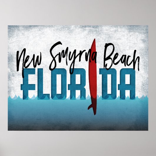 New Smyrna Beach Florida Surfboard Surfing Poster (Voorkant)