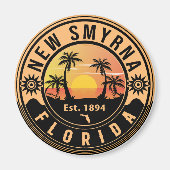 New Smyrna Florida Retro Sunset Souvenirs Magneet (Voorkant)