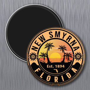 New Smyrna Florida Retro Sunset Souvenirs Magneet