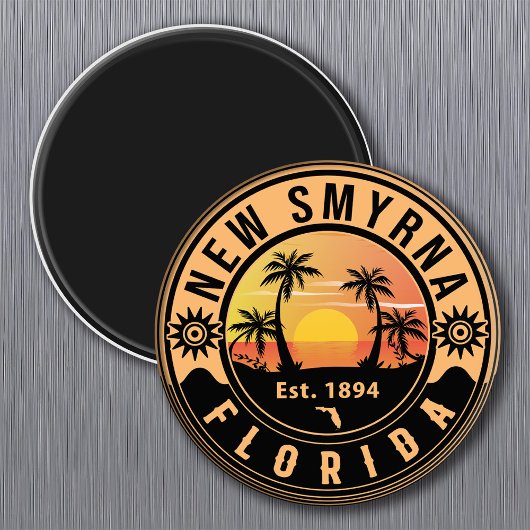 New Smyrna Florida Retro Sunset Souvenirs Magneet