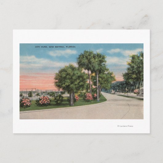 New Smyrna, Florida - Street Uitzicht van City Par Briefkaart (Voorkant)