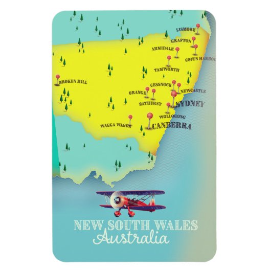 New South Wales Australia Map Magneet (Verticaal)