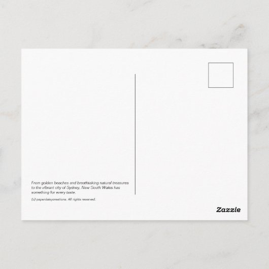 New South Wales Briefkaart (Achterkant)