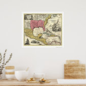 New Spain America Map 1712 Poster (Keuken)