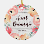 New tante Personalized Waterverf Floral Wreath Keramisch Ornament (Voorkant)