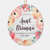 New tante Personalized Waterverf Floral Wreath Keramisch Ornament (Links)