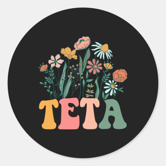 New Teta Wildflower First Birthday &amp; Baby Show Ronde Sticker (Voorkant)