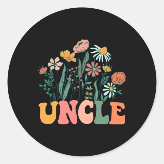 New Uncle Wildflower First Birthday &amp; Baby Sho Ronde Sticker (Voorkant)